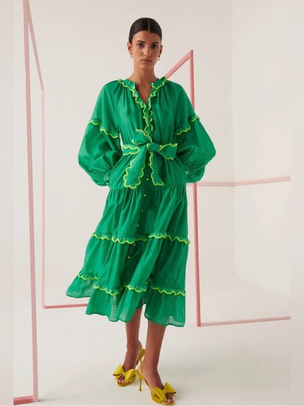 CeliaB Flame Midi Dress Green Medium
